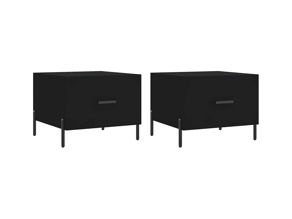Tables basses 2 pcs noir 50x50x40 bois d'ingénierie