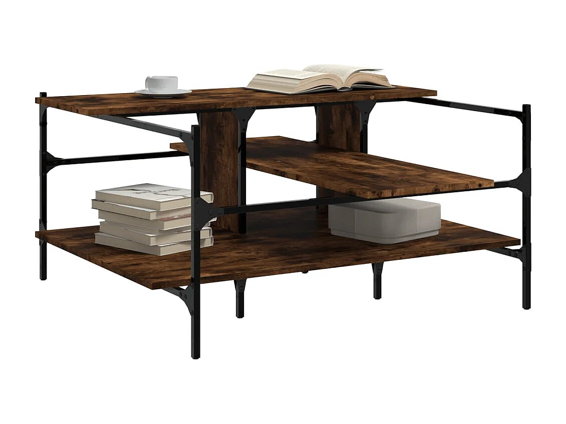 Table basse chêne fumé 100x100x48,5 bois d'ingénierie