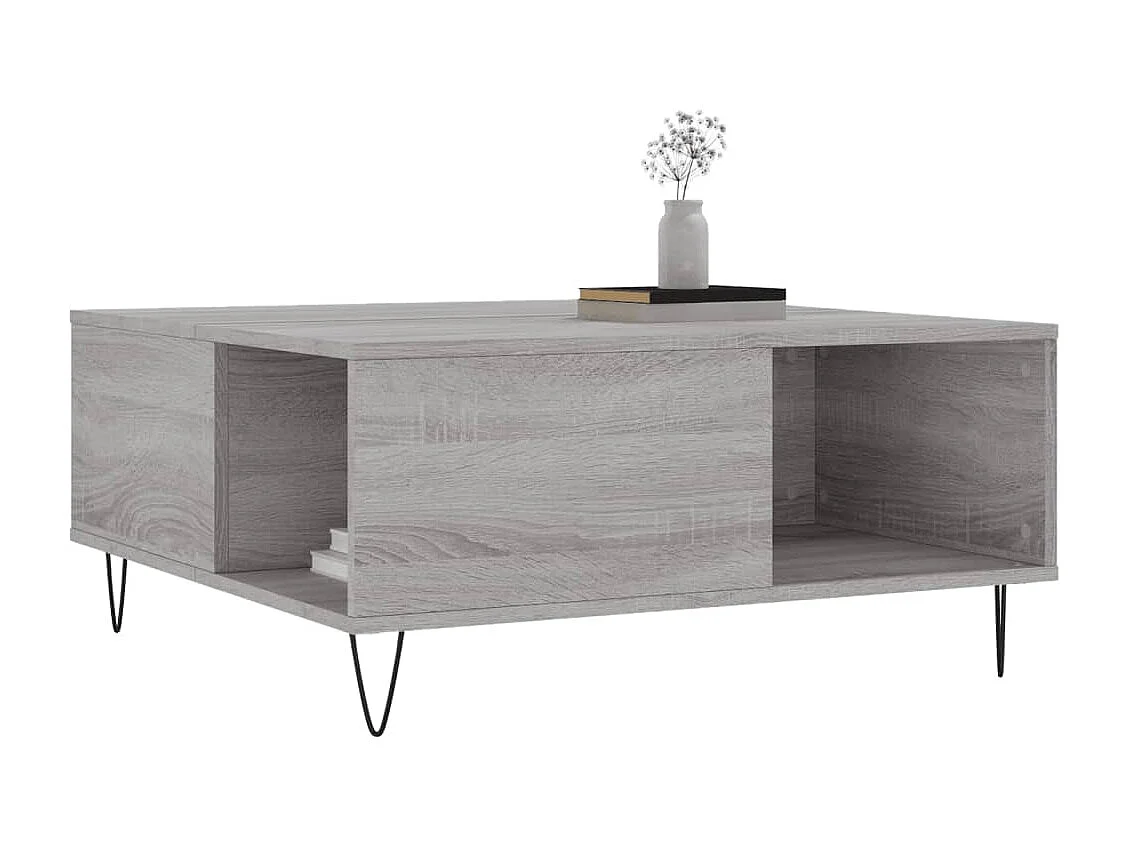 Table basse sonoma gris 80x80x36,5 bois d'ingénierie
