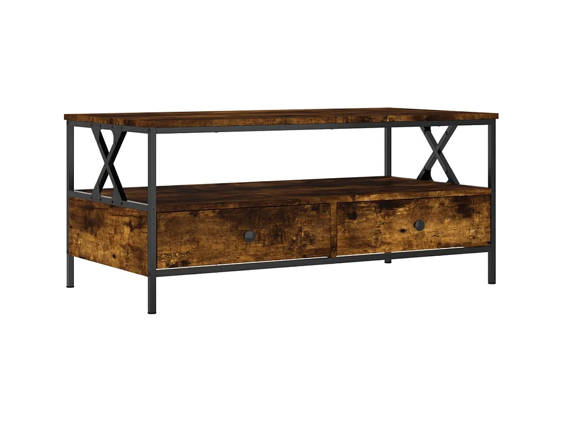 Table basse chêne fumé 100x51x45 bois d'ingénierie
