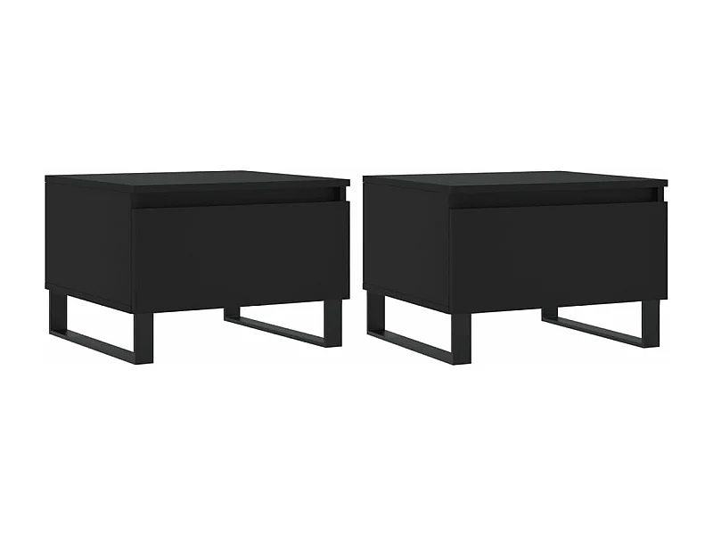 Tables basses 2 pcs noir 50x46x35 bois d'ingénierie