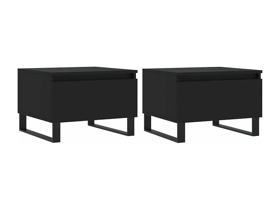 Tables basses 2 pcs noir 50x46x35 bois d'ingénierie
