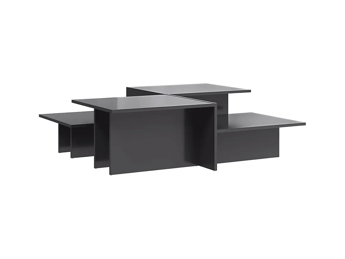 Tables basses 2 pcs gris brillant bois d'ingénierie