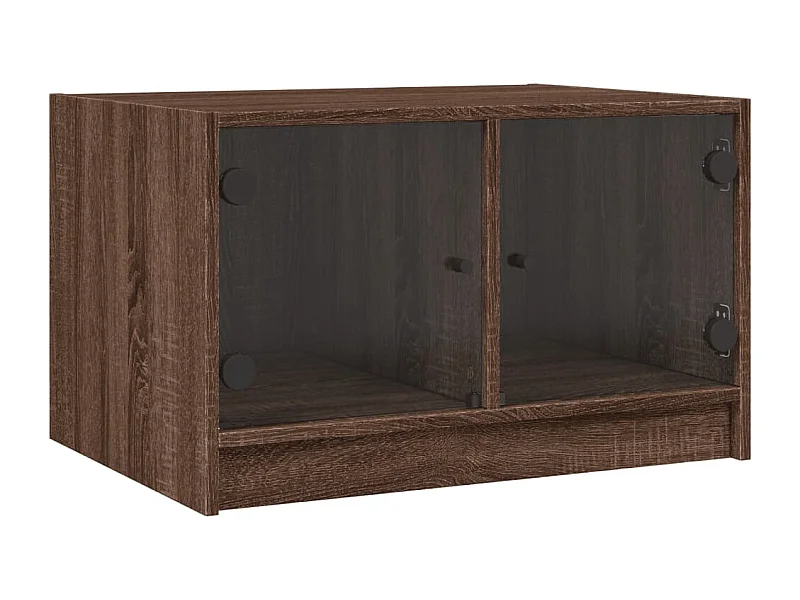 Table basse avec portes en verre chêne marron 68x50x42