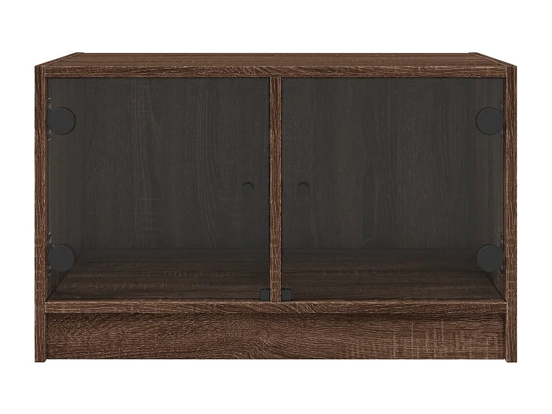Table basse avec portes en verre chêne marron 68x50x42