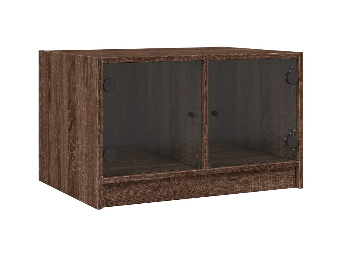 Salontafel met glazen deuren 68x50x42 cm bruin eikenkleur