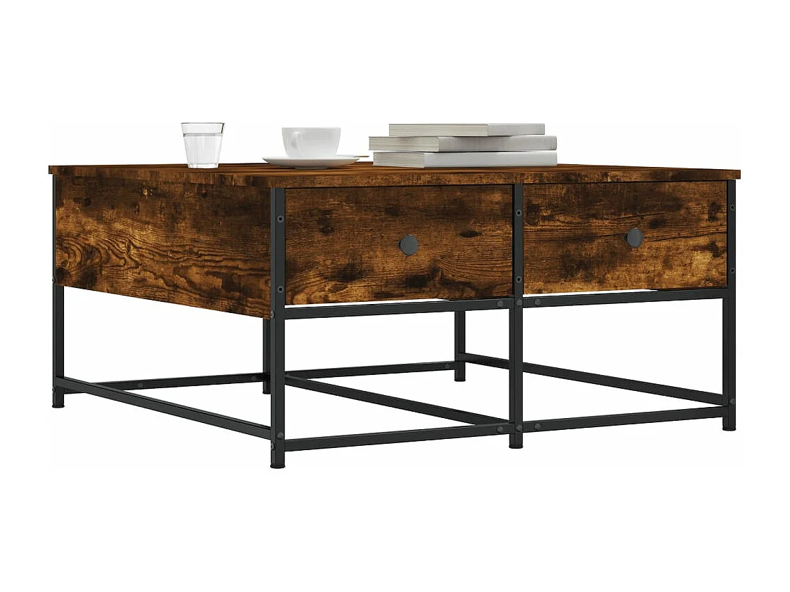 Table basse chêne fumé 80x80x40 bois d'ingénierie