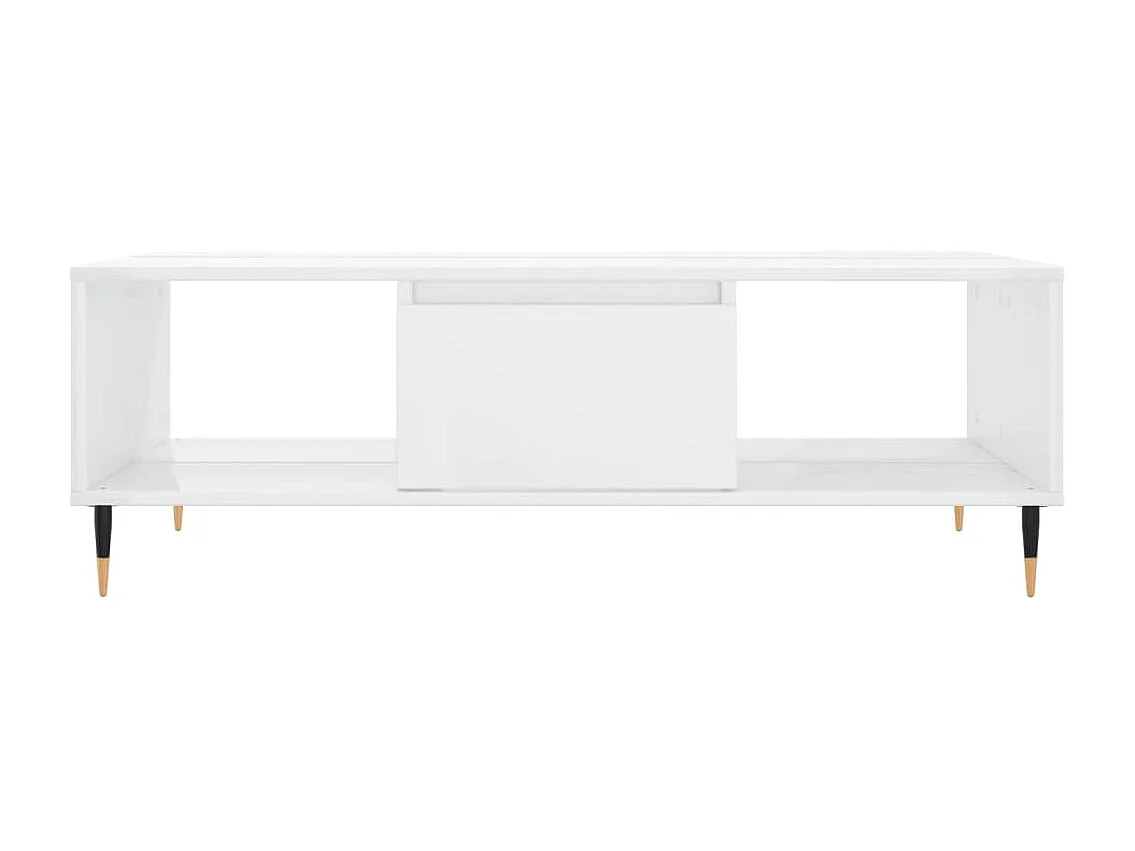 Table basse blanc brillant 104x60x35 bois d'ingénierie