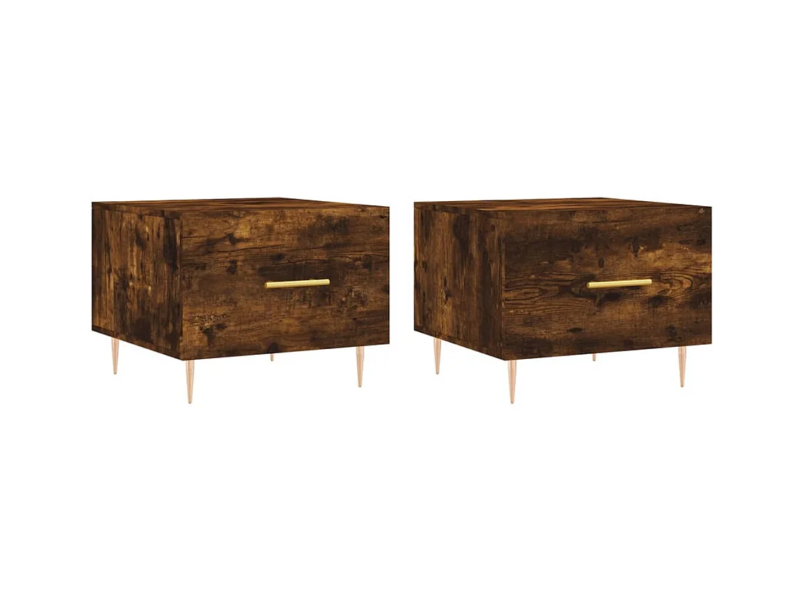 Tables basses 2 pcs chêne fumé 50x50x40 bois d'ingénierie