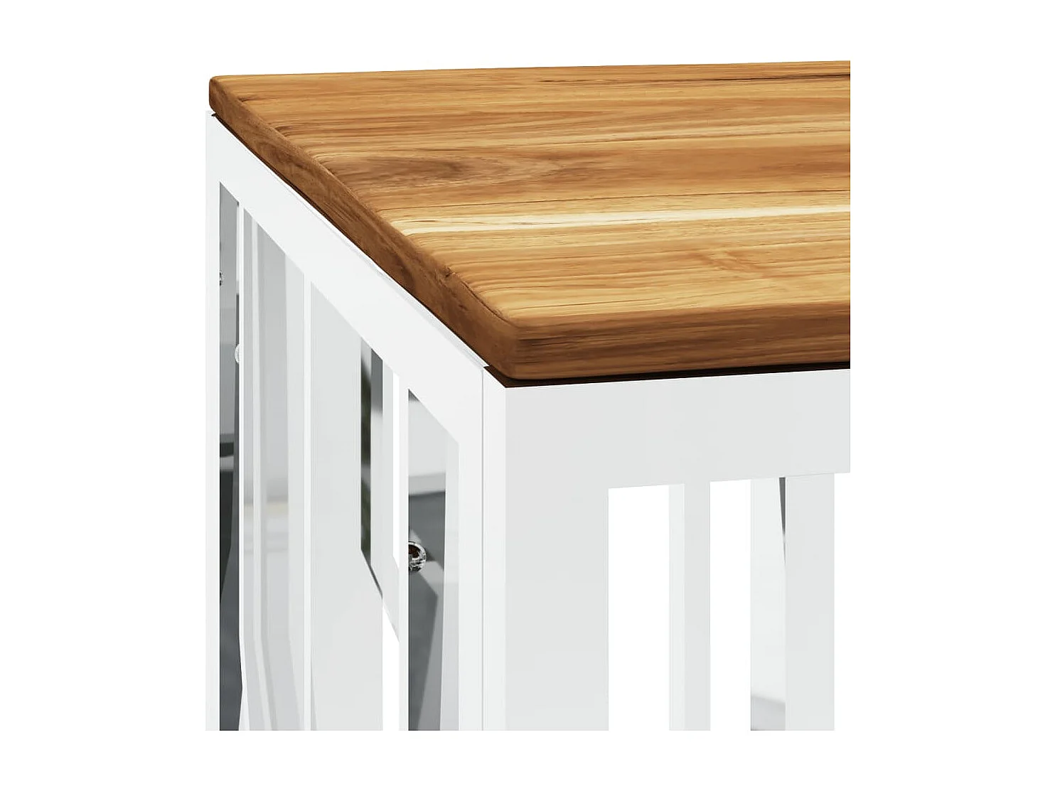 Table basse argenté acier inoxydable et bois massif d'acacia