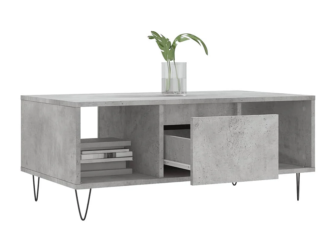 Table basse Gris béton 90x50x36,5 Bois d'ingénierie