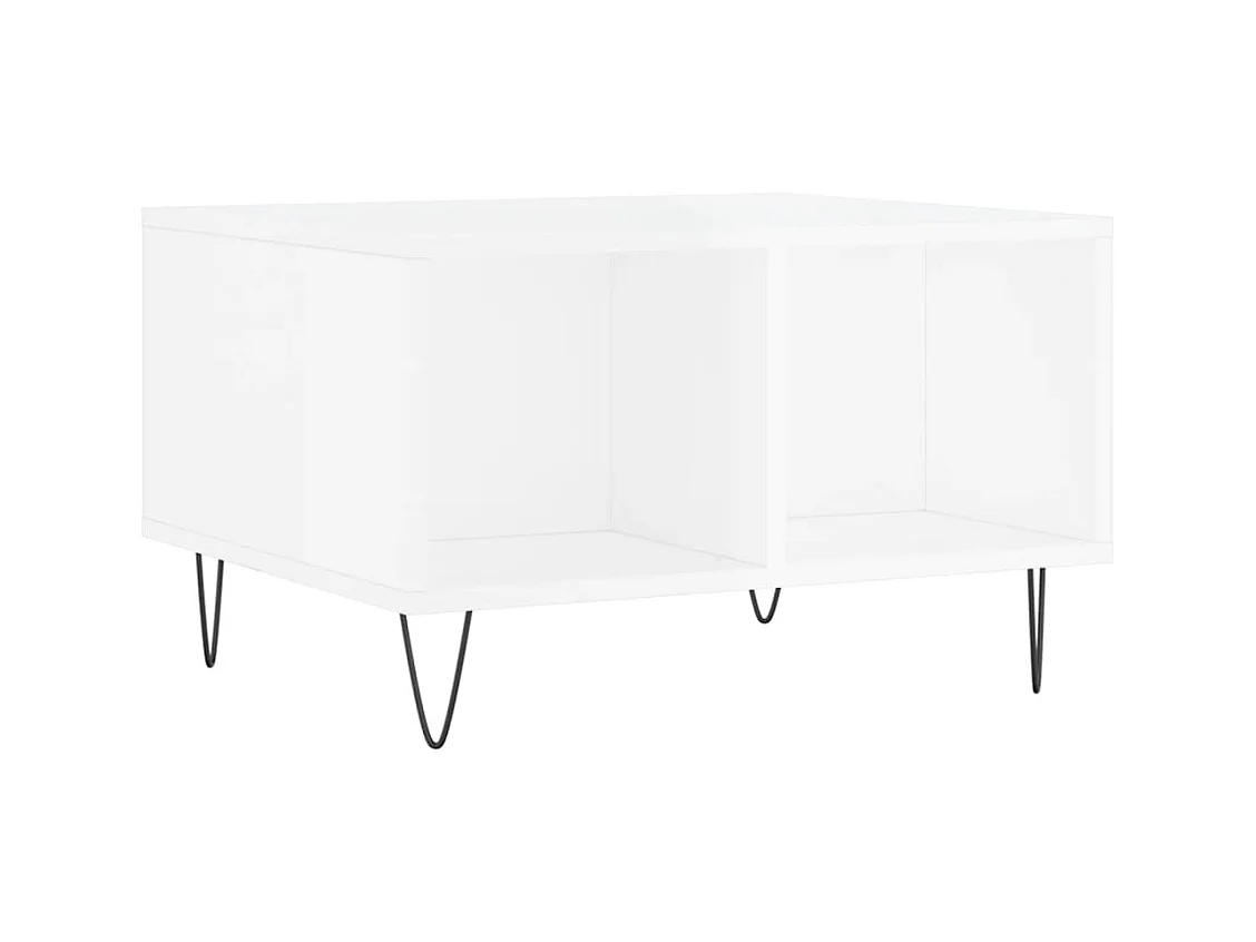 Table basse Blanc brillant 60x50x36,5 Bois d'ingénierie