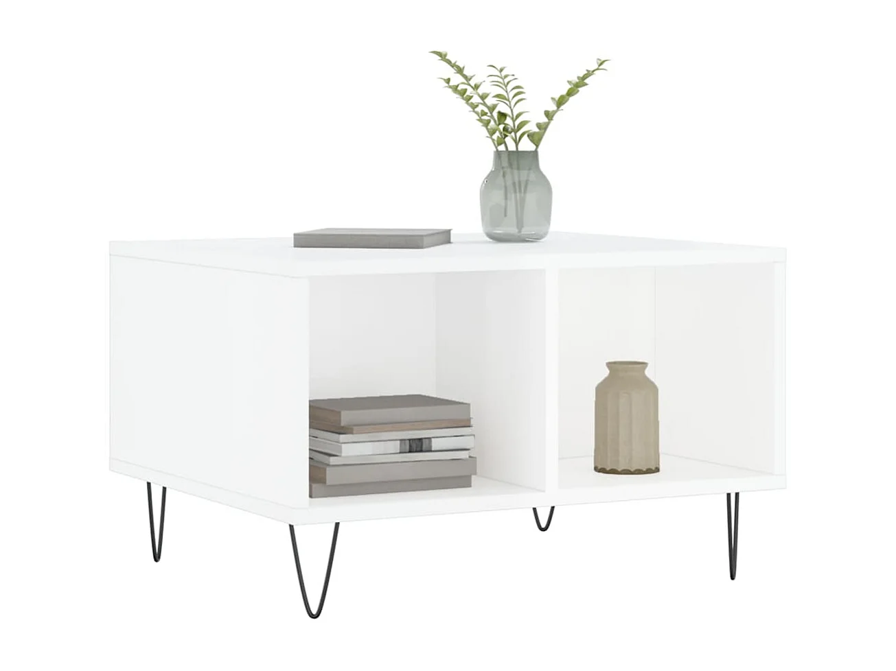 Table basse Blanc brillant 60x50x36,5 Bois d'ingénierie