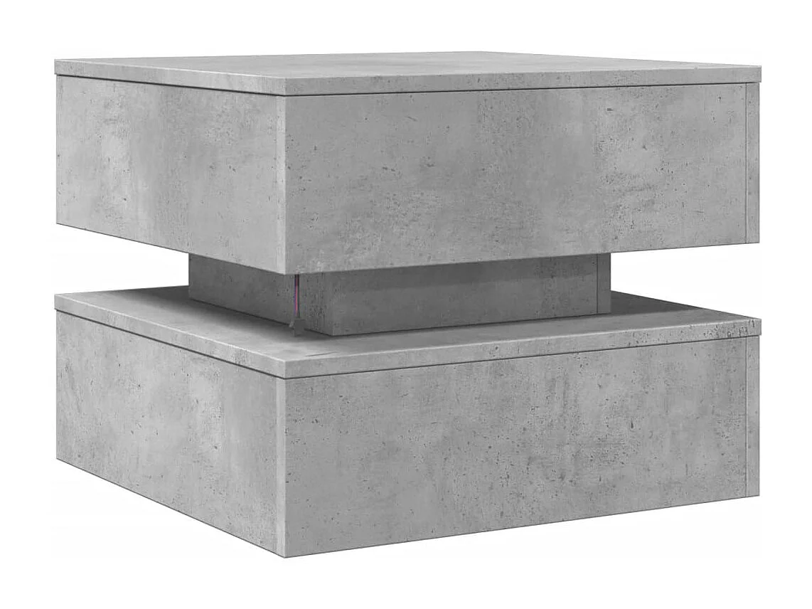 Table basse avec lumières LED gris béton 50x50x40