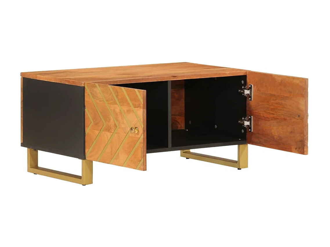 Table basse marron et noir 80x50x40 bois de massif manguier