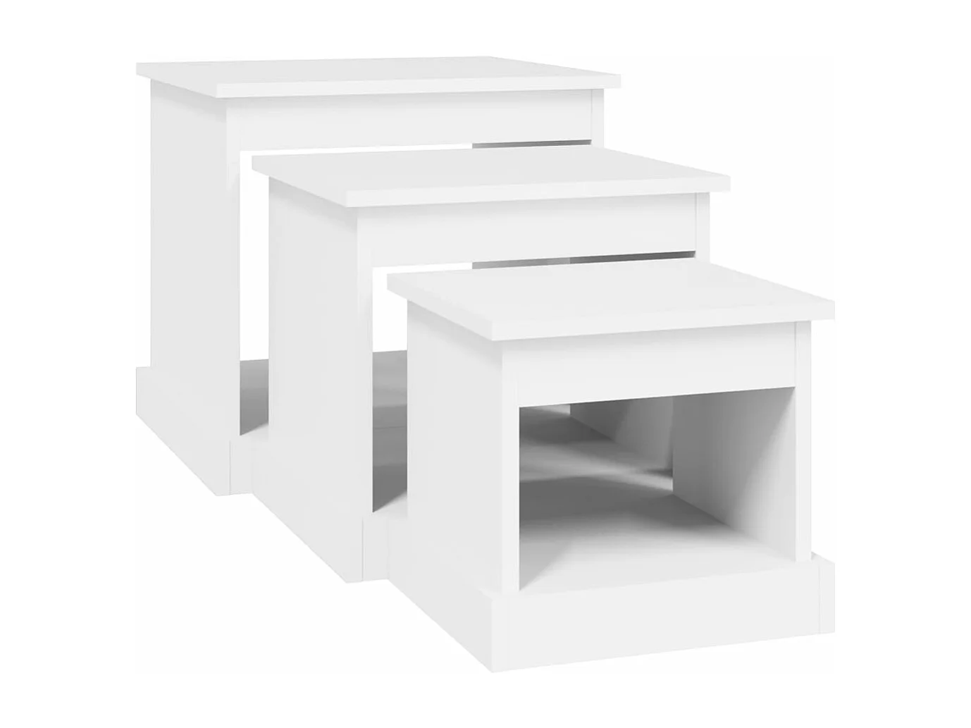 Tables basses 3 pcs blanc bois d'ingénierie