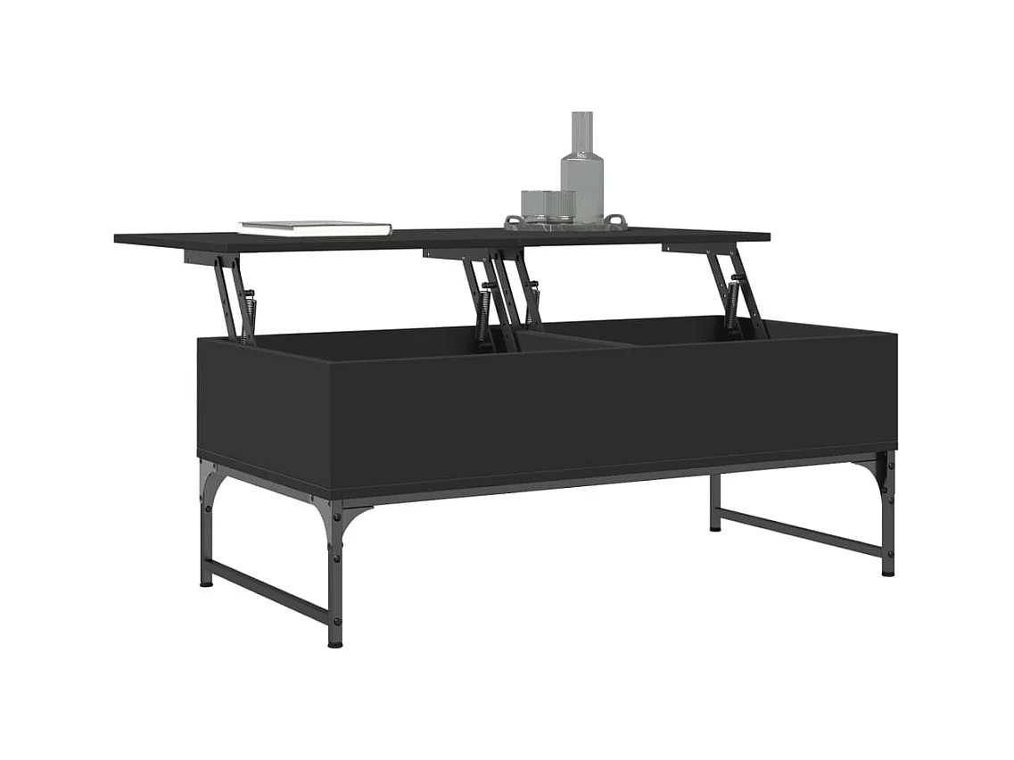 Table basse noir 100x50x40 bois d'ingénierie et métal