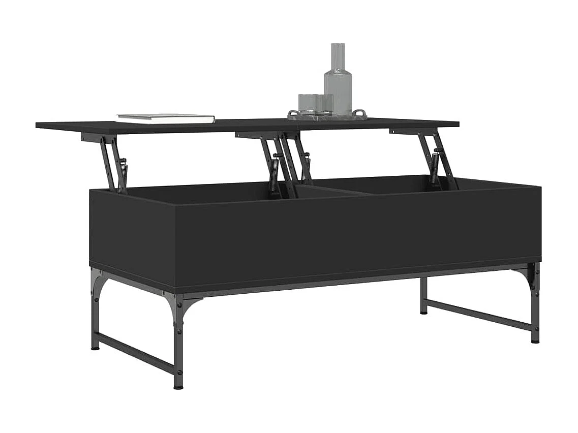 Table basse noir 100x50x40 bois d'ingénierie et métal