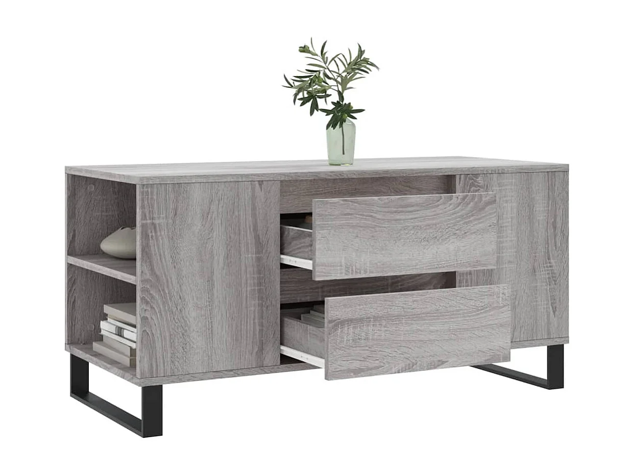 Table basse sonoma gris 102x44,5x50 bois d'ingénierie