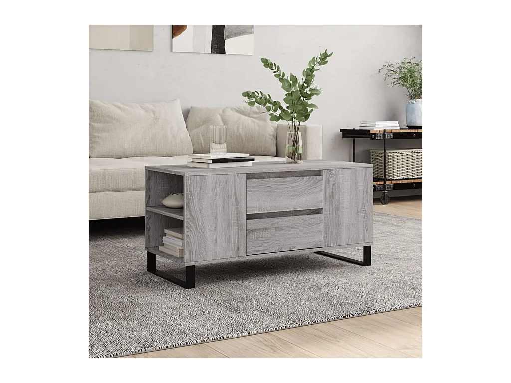 Table basse sonoma gris 102x44,5x50 bois d'ingénierie
