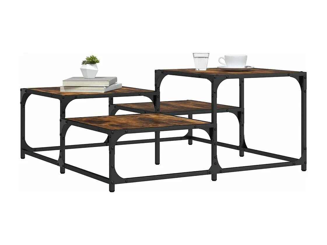 Table basse chêne fumé 87,5x87,5x40 bois d'ingénierie