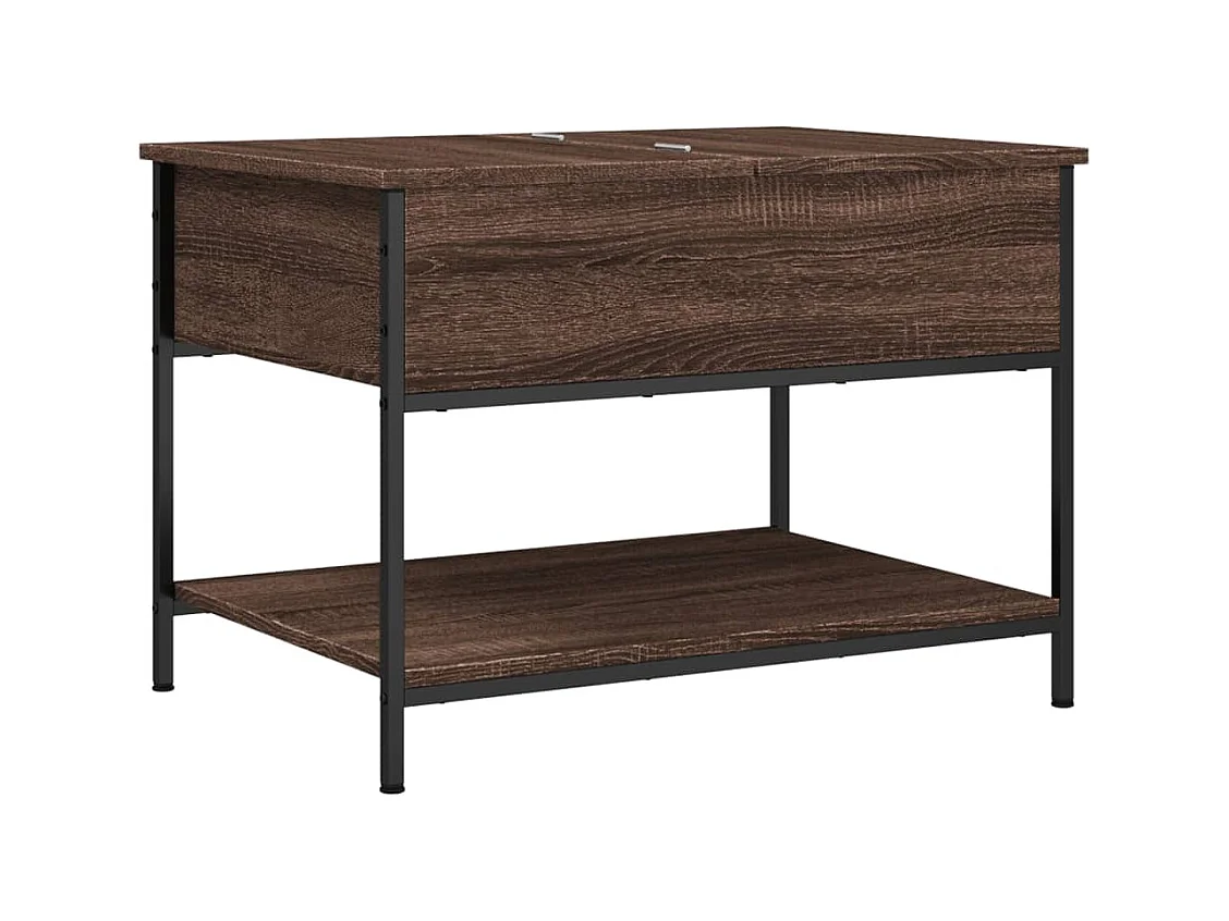 Table basse chêne marron 70x50x50 bois d'ingénierie et métal