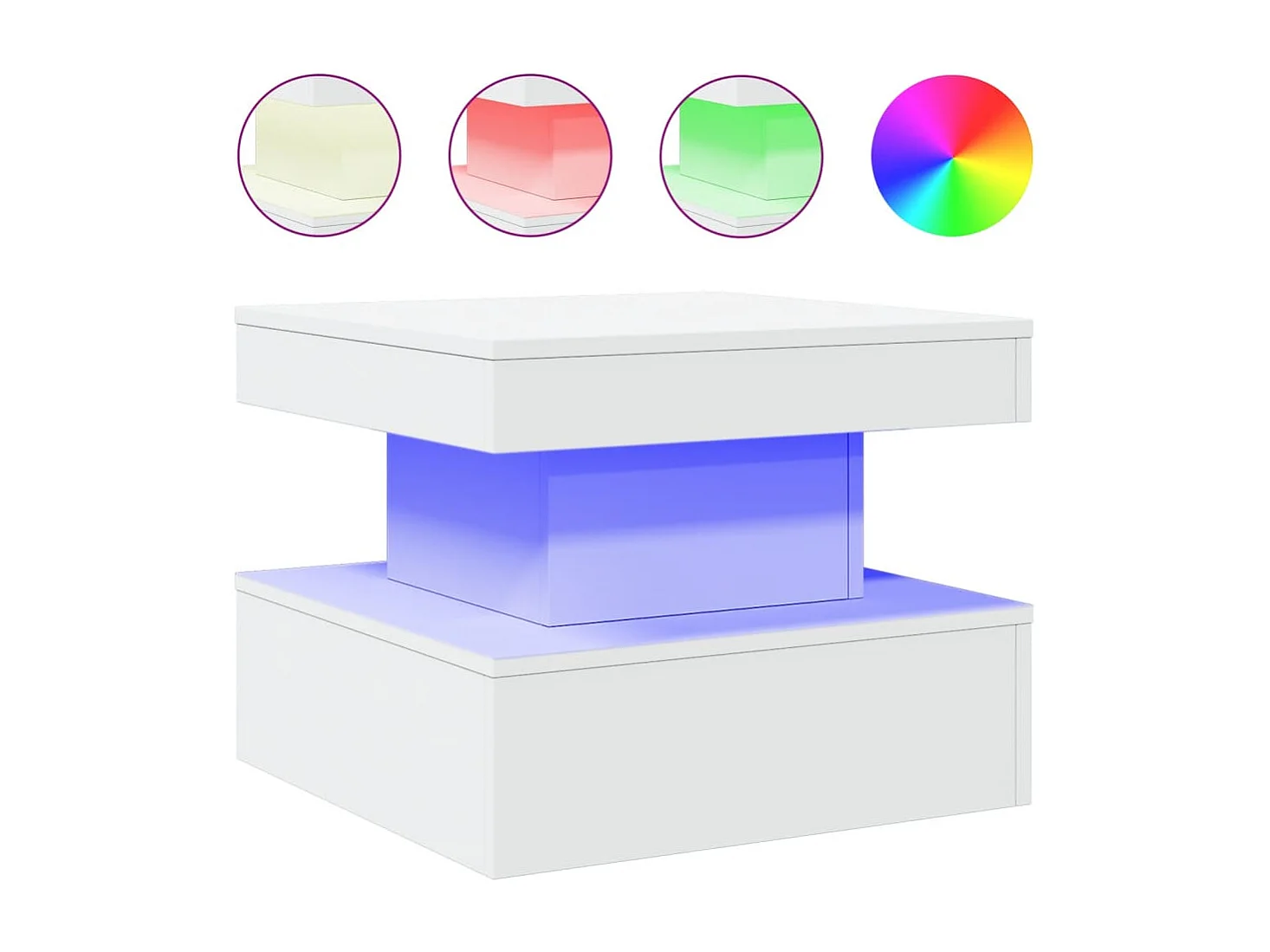 Table basse avec lumières LED blanc 50x50x40