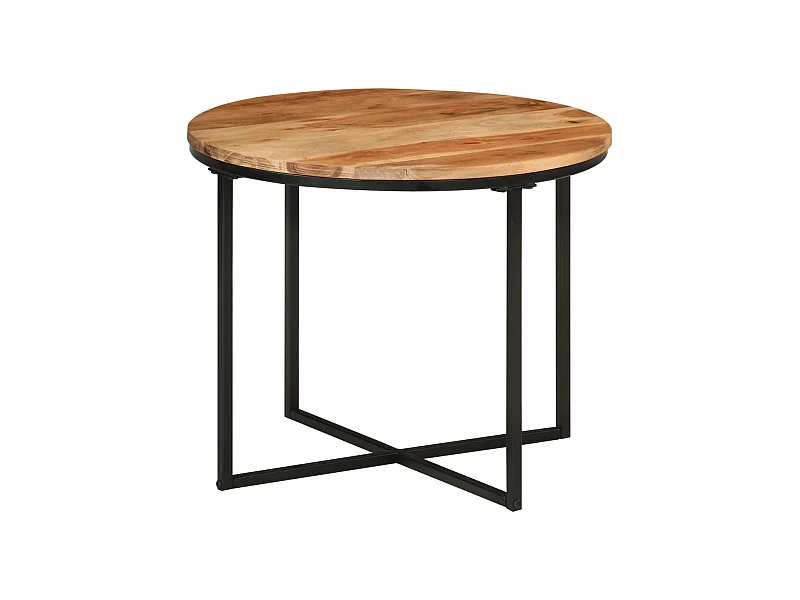 Table basse 55x55x45 bois massif acacia et fer