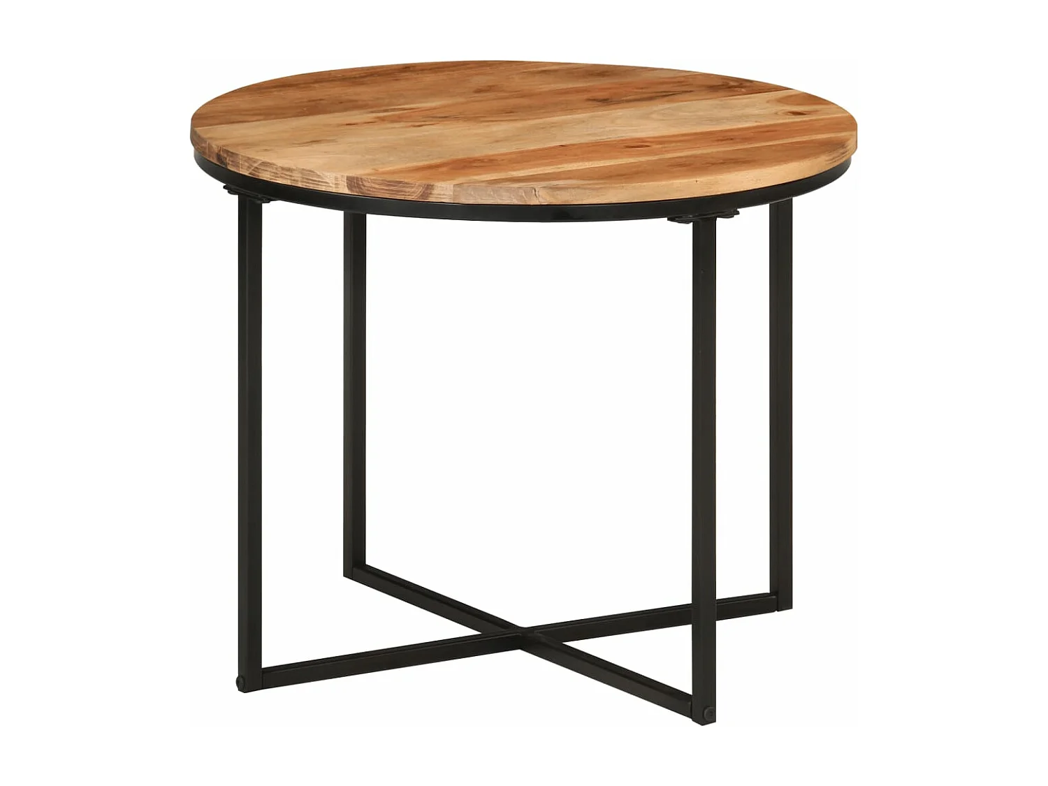 Table basse 55x55x45 bois massif acacia et fer