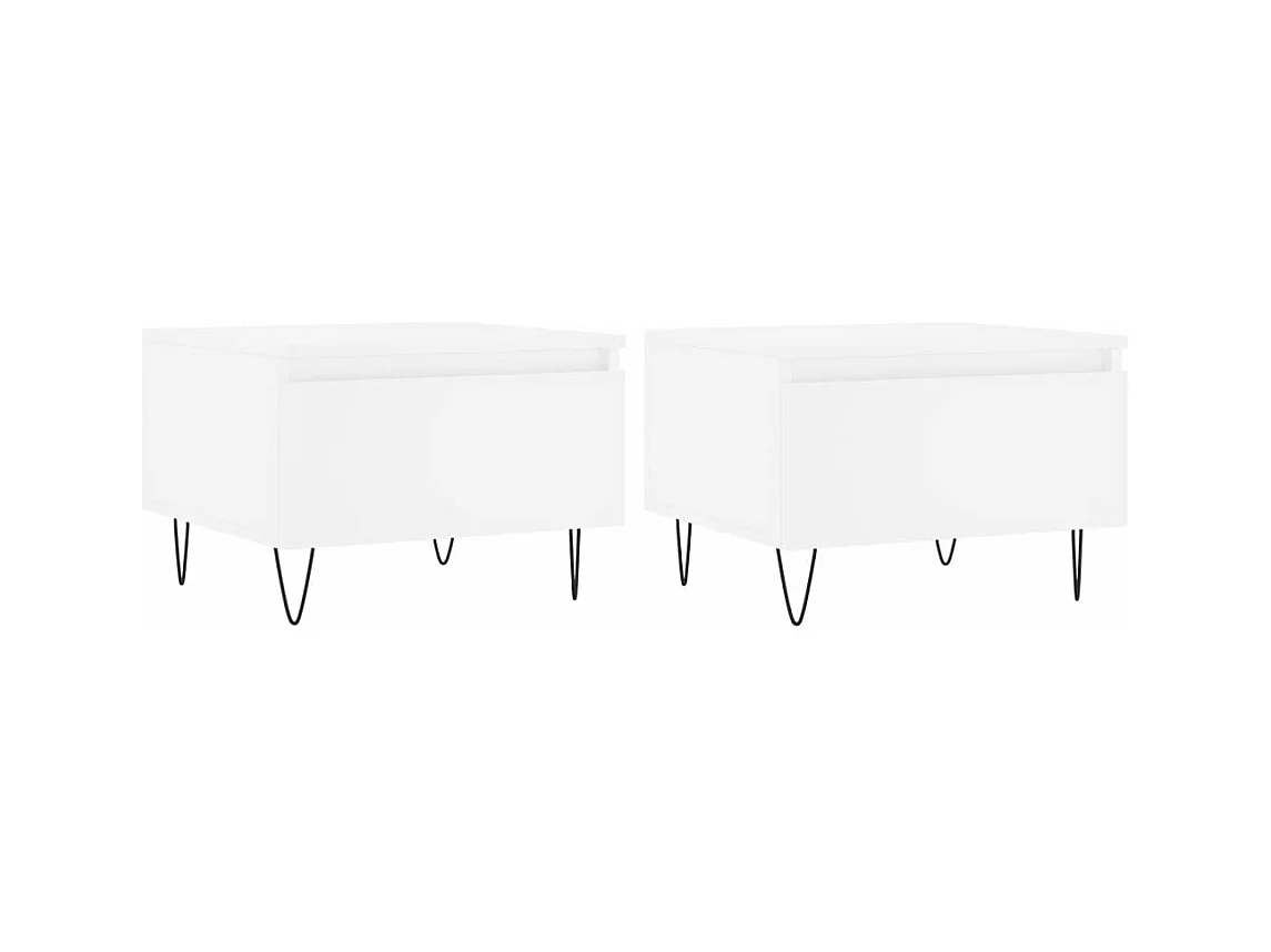 Tables basses 2 pcs blanc 50x46x35 bois d'ingénierie