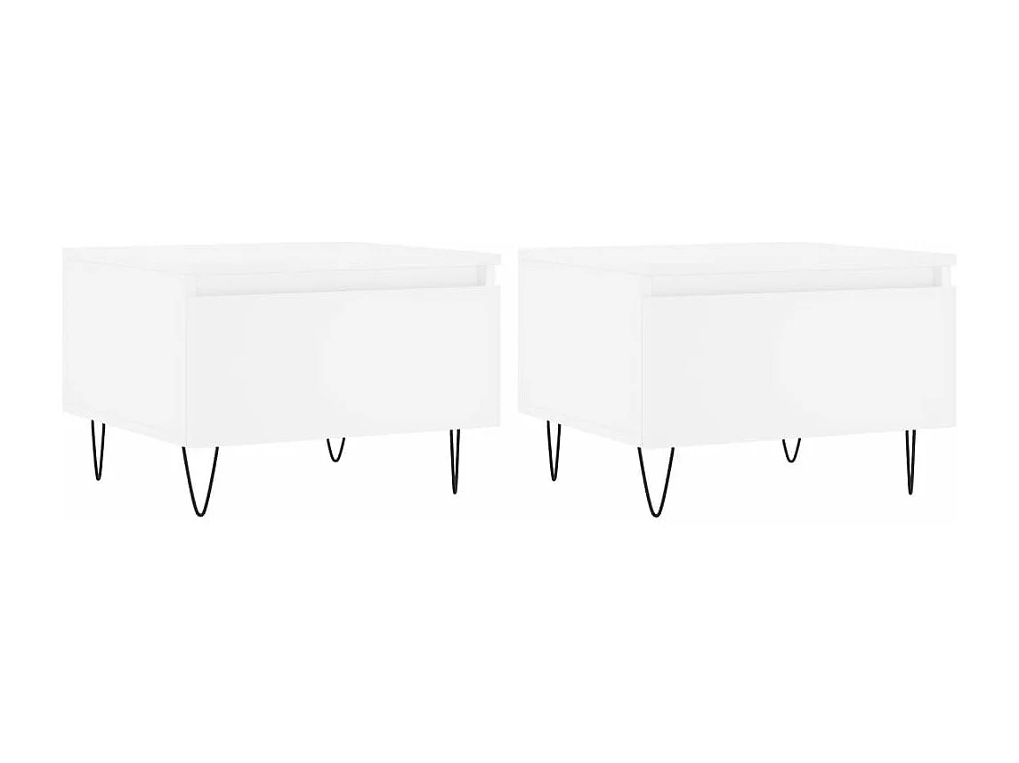 Tables basses 2 pcs blanc 50x46x35 bois d'ingénierie