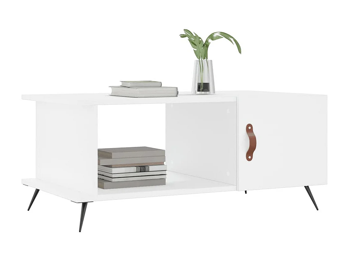 Table basse blanc 90x50x40 bois d'ingénierie