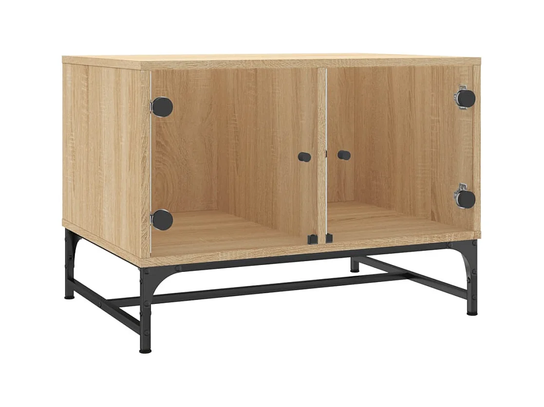Table basse avec portes en verre chêne sonoma 68,5x50x50