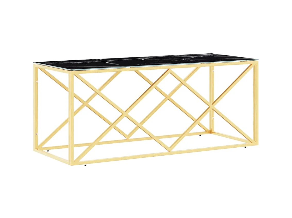 Table basse 110x45x45 acier inoxydable et verre