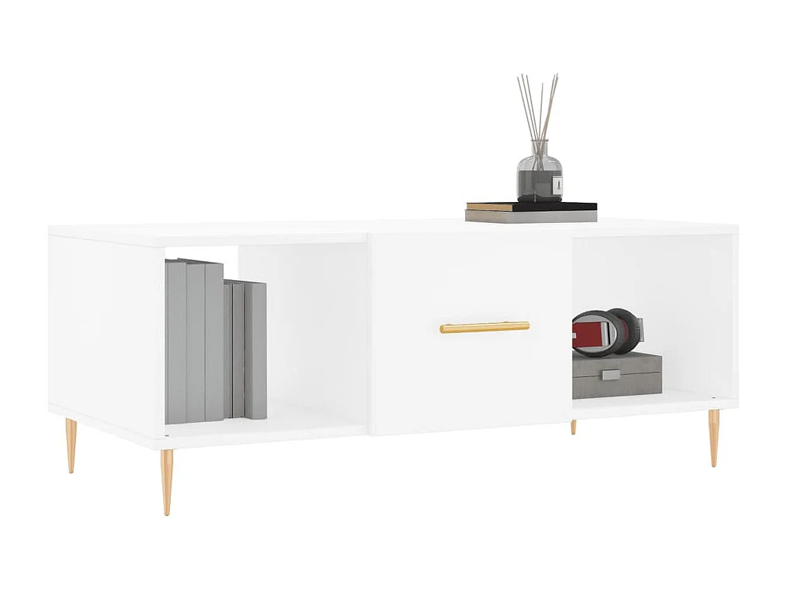 Table basse blanc 102x50x40 bois d'ingénierie