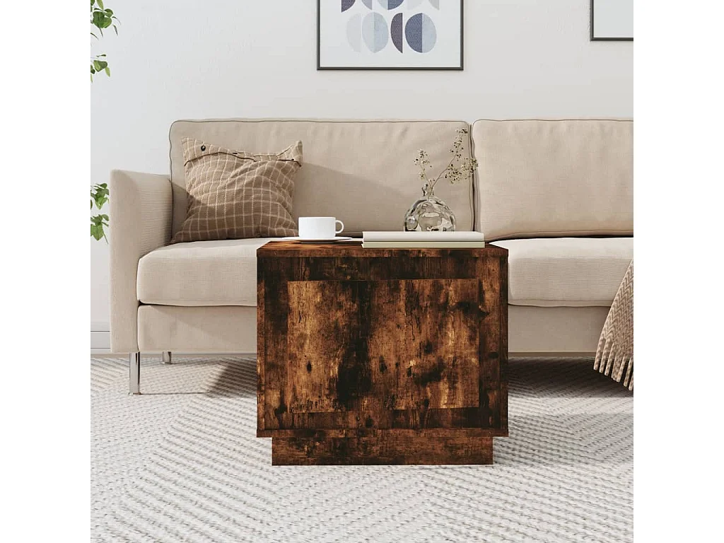 Table basse chêne fumé 51x50x44 bois d'ingénierie