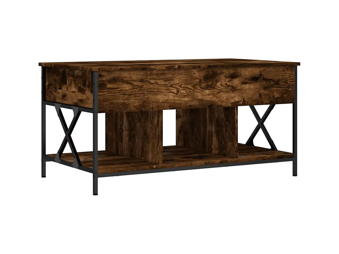 Table basse chêne fumé 100x55x50 bois d'ingénierie et métal