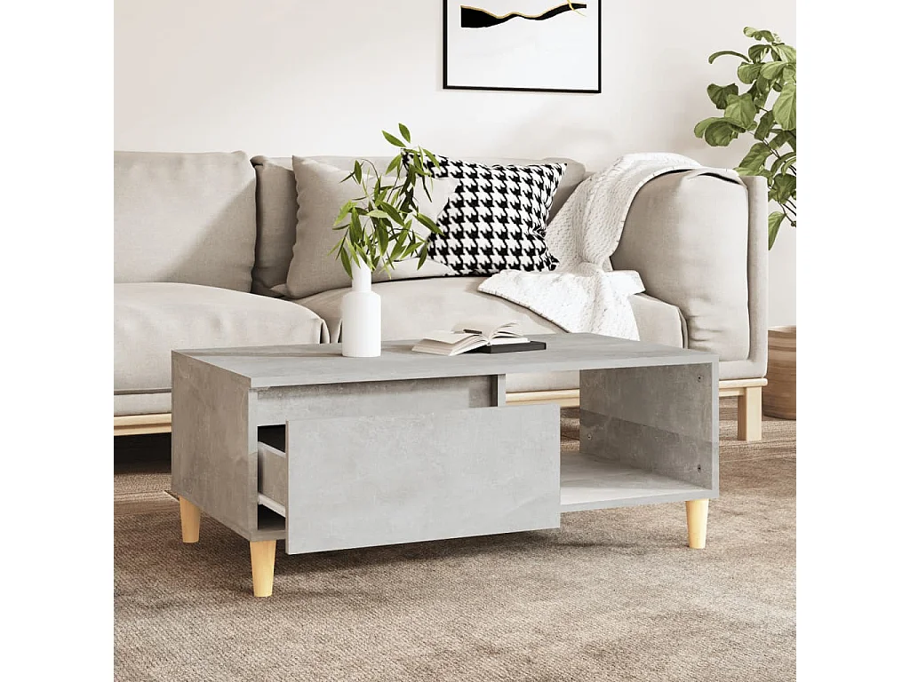 Table basse Gris béton 90x50x36,5 Bois d'ingénierie