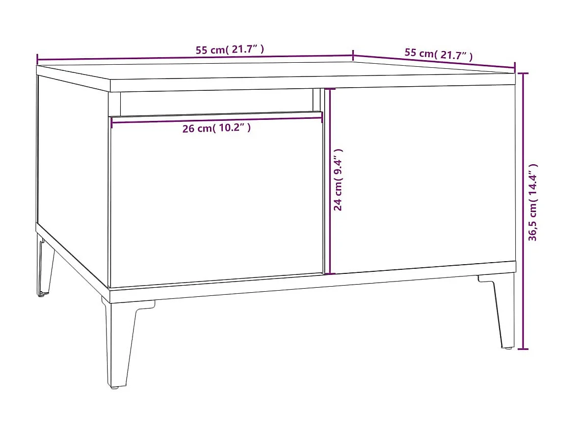 Table basse noir 55x55x36,5 bois d'ingénierie