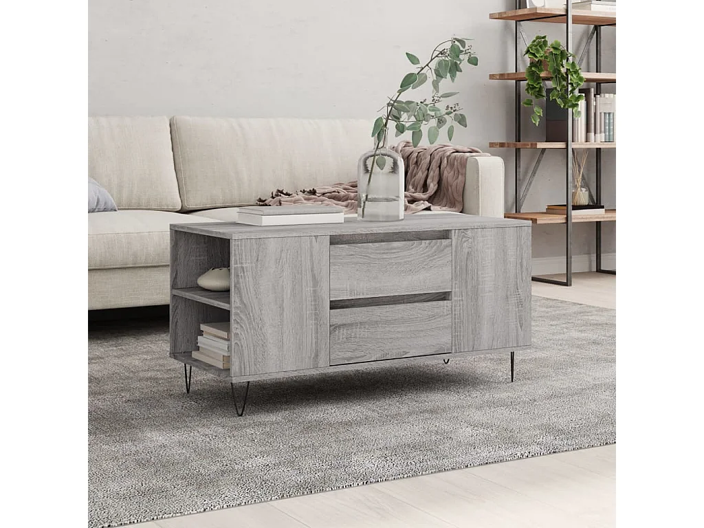 Table basse sonoma gris 102x44,5x50 bois d'ingénierie