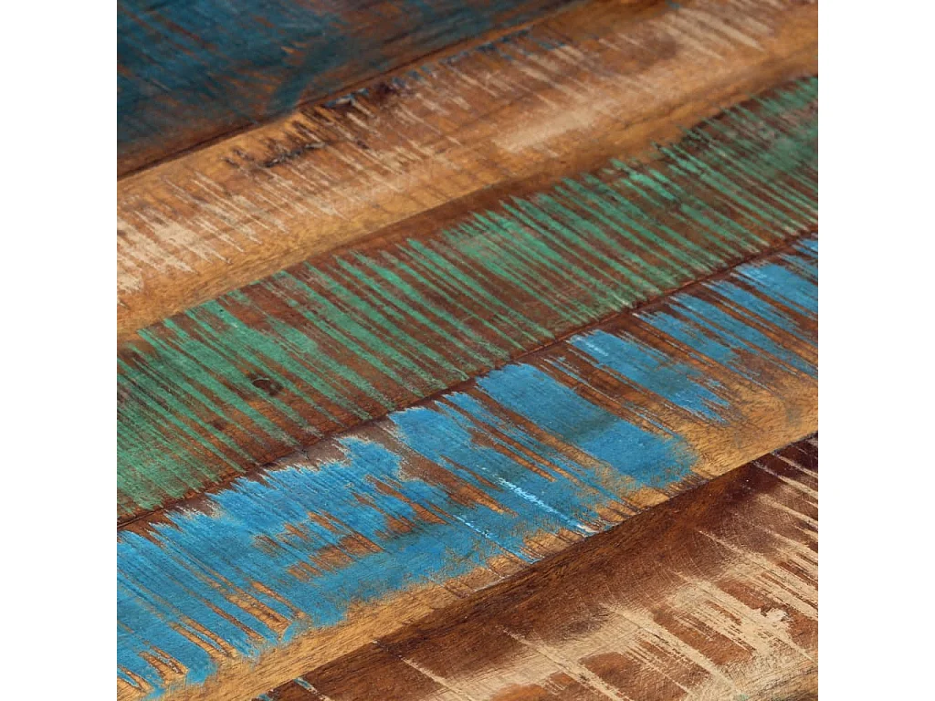 Table basse argenté acier inoxydable-bois massif récupération