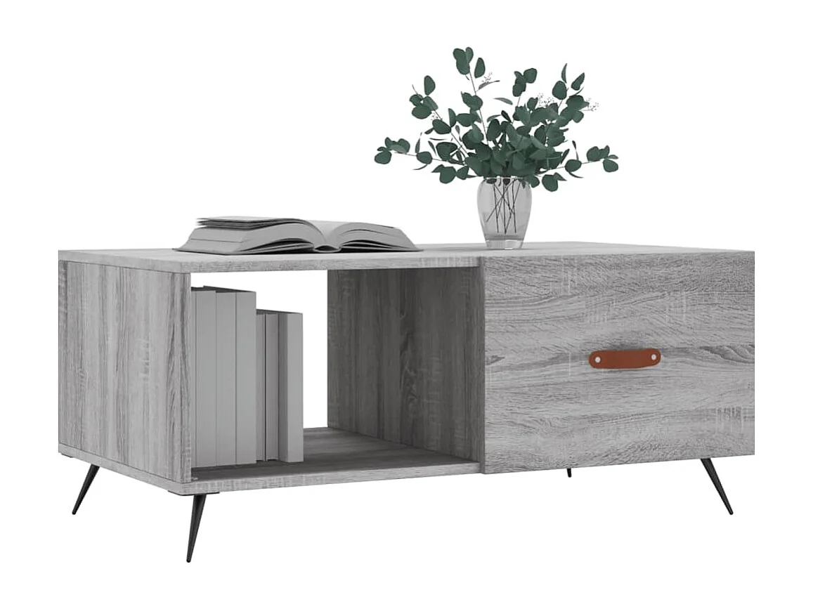 Table basse sonoma gris 90x50x40 bois d'ingénierie