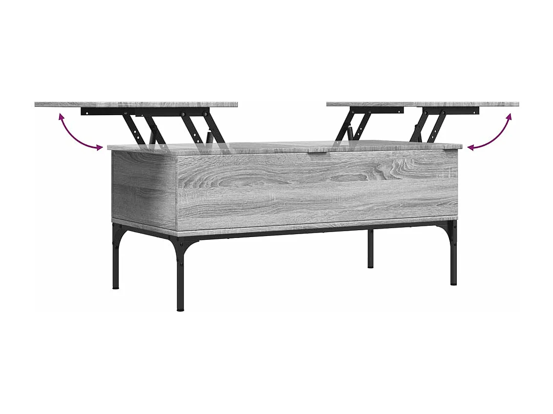 Table basse sonoma gris 100x50x45 bois d'ingénierie et métal