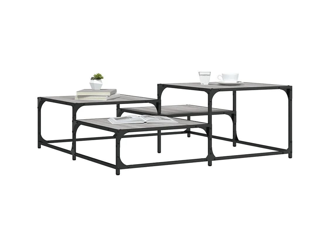 Table basse sonoma gris 107x107x40 bois d'ingénierie