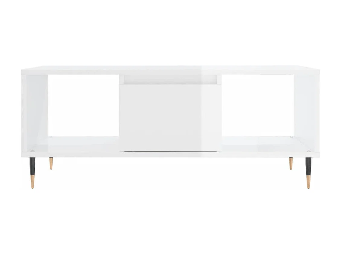 Table basse Blanc brillant 90x50x36,5 Bois d'ingénierie