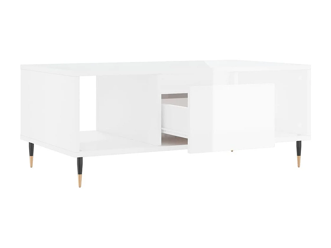 Table basse Blanc brillant 90x50x36,5 Bois d'ingénierie