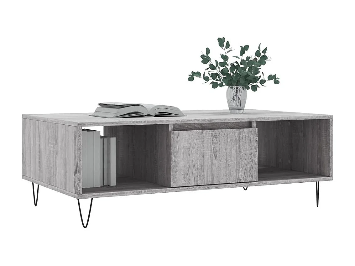 Table basse sonoma gris 104x60x35 bois d'ingénierie