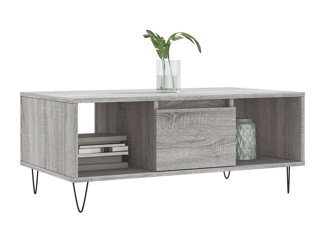 vidaXL Mesa de centro madera contrachapada gris Sonoma 90x50x36,5 cm