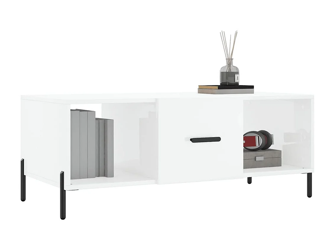 Table basse Blanc brillant 102x50x40 Bois d'ingénierie