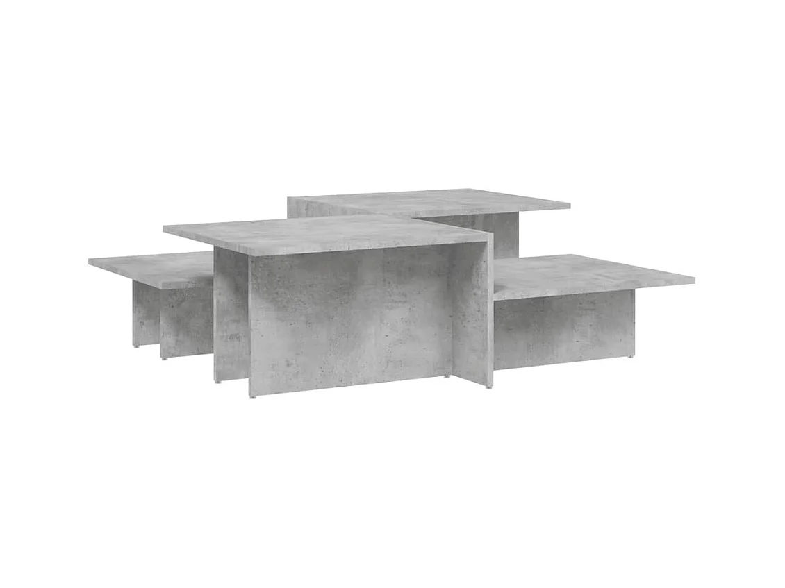 Tables basses 2 pcs gris béton bois d'ingénierie